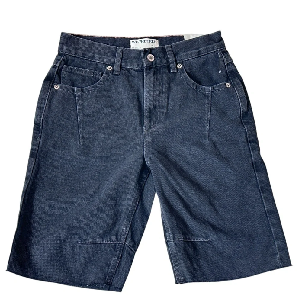 #8 NWT Free People Ghost Town Long Shorts in Washed Black